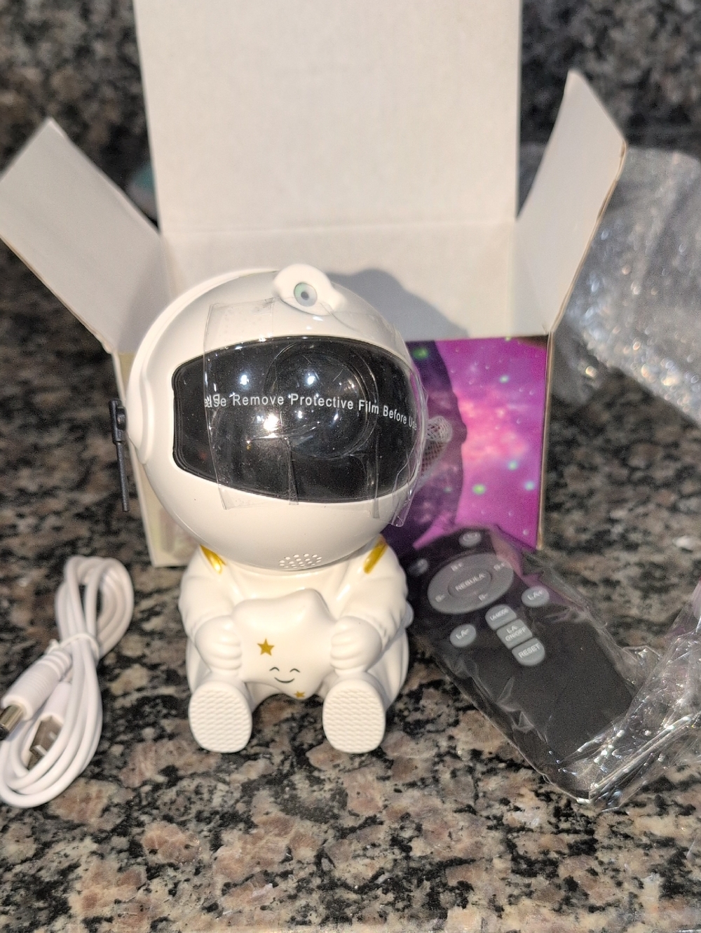 White Astronaut Nebula Projector With Remote Control NIB